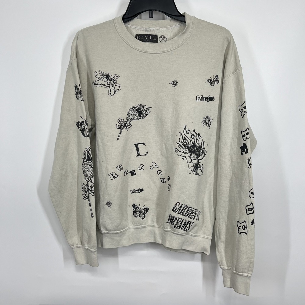 Civil Regime Garden of Dreams Sweatshirt Mens S Gym Lifting Workout Running RARE